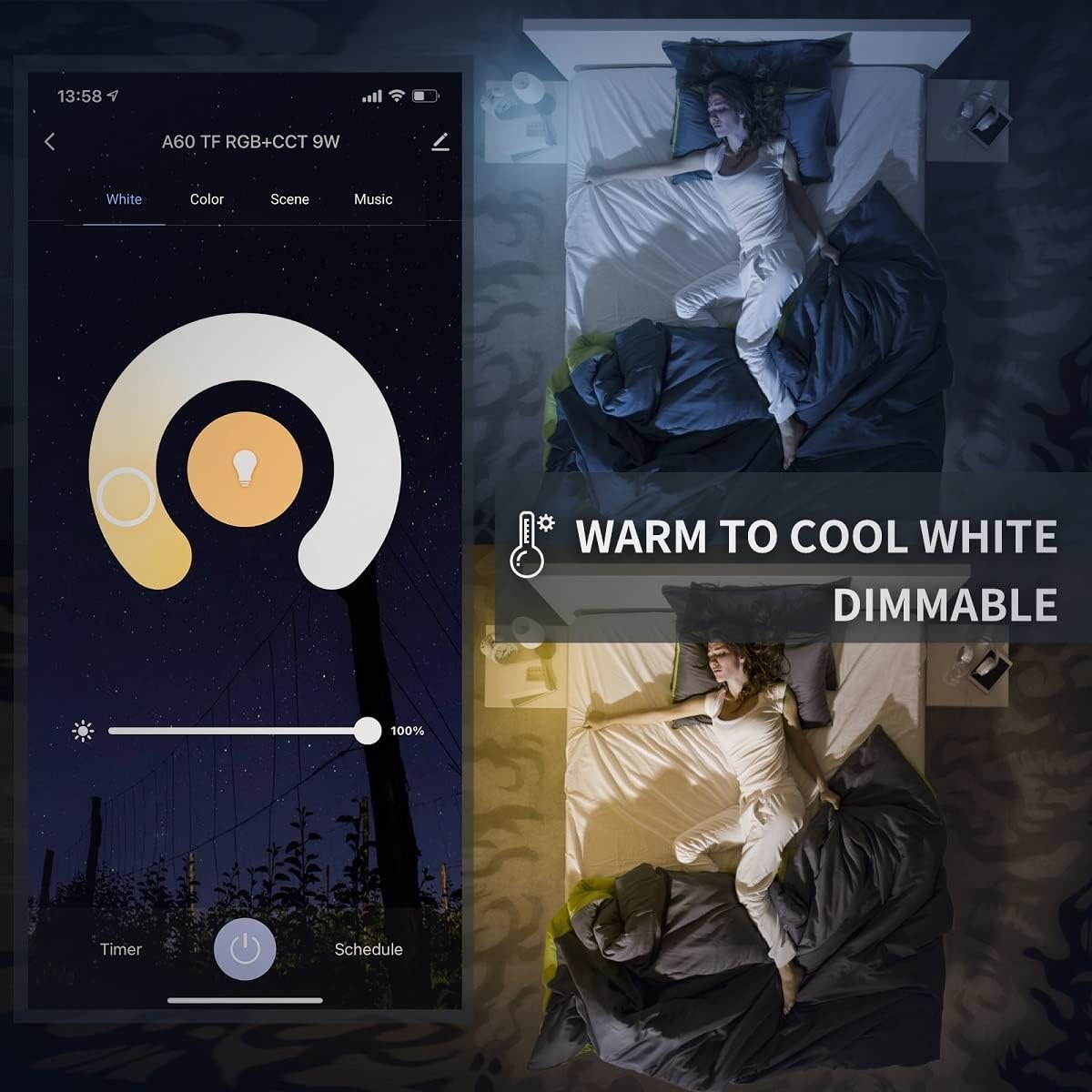 Smart LED WiFi Bulb FRESHIN E14 4.5W RGBCW LED Lamp Bulb Dimmable Light Bulb Color Changeable, Compatible with Alexa, Google Home No Hub Required ï¼ˆ2 Pack, Candle