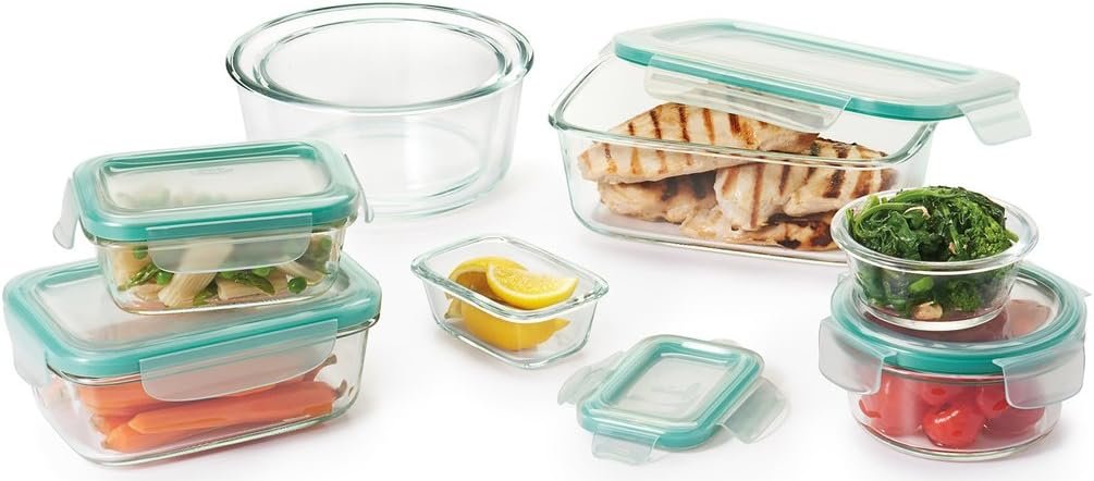 OXO Good Grips 3.5 Cup SNAP Leak Proof Glass Rectangle Food Storage Container, Clear