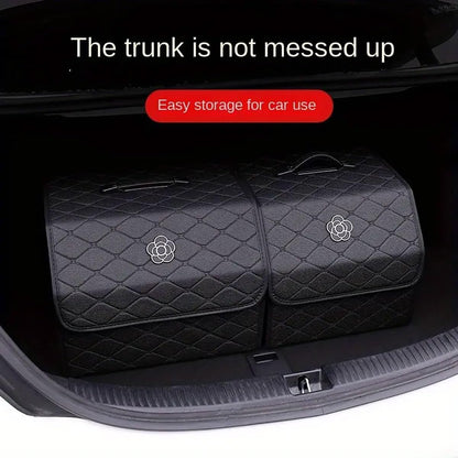 AIMALL Quilted Car Trunk Organizer, Multifunctional Storage Box for Women, Stylish Black