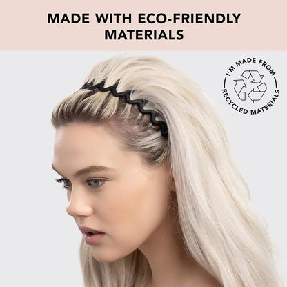 Kitsch Headbands for Women and Men, Durable Plastic Headband for Washing Face, Zig Zag Makeup Headband - 2pcs (Black and Brown)