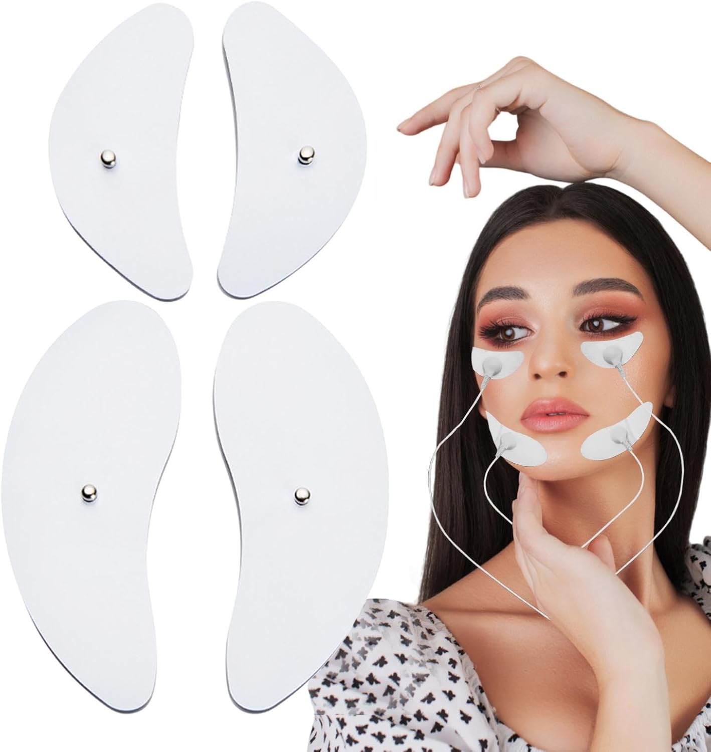 Firming Facial Massager - Lifting Facial Massager | Face Lift With Patch Pads | Ems Face Massage 8 Modes | Microcurrent Face Muscle Stimulator, Face Lifting Instrument For Face Slimming