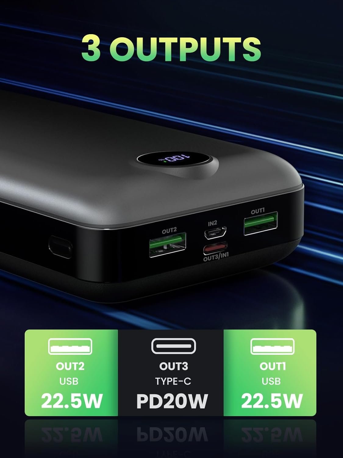 Power Bank Fast Charging 50000mAh 22.5W Portable Charger USB C Quick Charge with 3 Outputs & 2 Inputs LED Display Huge Capacity External Battery Pack for iPhone, Samsung, iPad etc