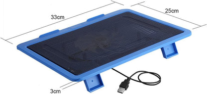 Bewinner Silent Notebook Cooling Pad, Air-Cooled Chill Mat for 14 Inch or Less Laptop, Adjustable Stand With External Fan Heatsink (Blue)