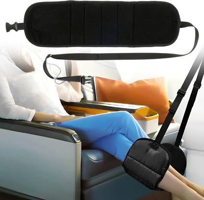 Airplane Footrest Adjustable Hanging Footrest Hammock Portable Plane Leg Rest Foldable Memory Foam Plane Foot Hammock Office Footrests for Airplane Travel Flight Train Office Fulasun