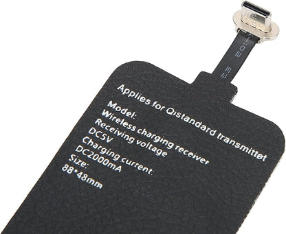 Type C Wireless Charging Receiver, 10W Thin USB C Qi Fast Wireless Charging Receiver Chip with Foldable Plug, Portable Wireless Charging Adapter for All Type C Phones