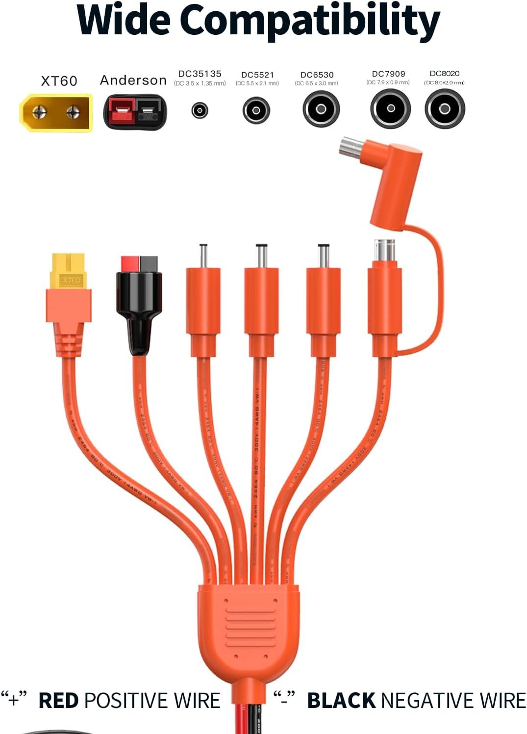Tonton 7-in-1 Solar Panel Connector, MC-4 Solar Connector Cable to DC 8mm XT60 Anderson Adapters, for EF ECOFLOW River & Delta Series, Jacker Explorer, BLUETTI Portable Power Station, Solar Panel