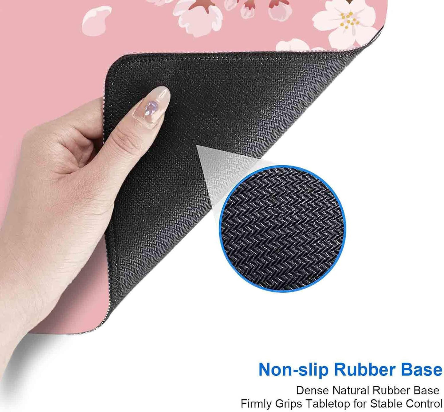IMAYONDIA Pink Japanese Desk Mat, Cherry Blossom Large Gaming Mouse Pad, Non-Slip Rubber Base Mousepad Desk Decor for Women, Desk Pad for Work, Game, Office, 31.5x11.8 Inch- Sakura Flowers Aesthetic