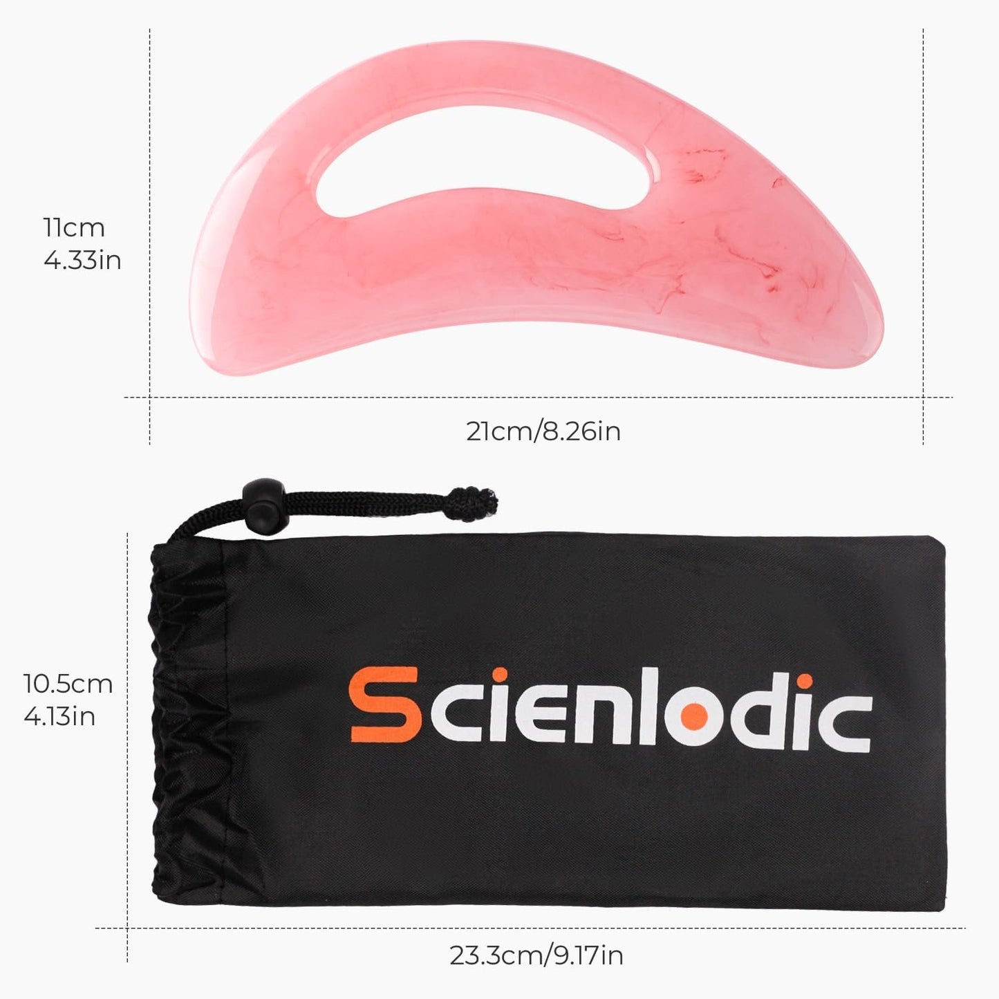 Scienlodic Gua Sha Massage Tool with Handle (Resin) Larger Guasha Scraping Tool for Back Neck Face Leg Massage, Lymphatic Drainage, Cellulite Remove - Large
