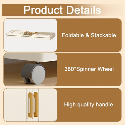 3 Tier Stackable Storage Bins with Lids, Storage Box-Closet Organizers with Wheels Heavy-Duty Collapsible Containers with Doors for Home Organization, Bedroom, Office, Dorm