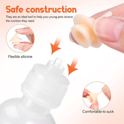 VANZACK 5pcs Pet Nursing Bottles Kit - 60ml Kitten Puppy Feeding Bottles, Small Animal Milk Feeder for Feeding Young Cats, Puppies and Small Animals