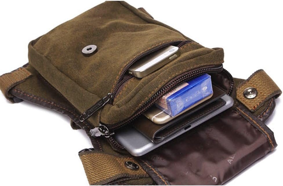 Canvas Waist Pack Motorcycle Drop Leg Bag for Men Women Tactical Military Bike Bicycle Riding Cycling Outdoor Travel Sports Hiking Climbing Thigh Pouch Fanny Pack Pocket Coffee