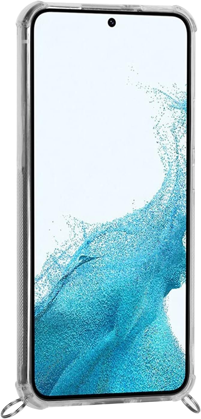 Cavor Clear Case for Samsung Galaxy S22 Slim Thin Back Cover with Shoulder Lanyard and Card Slot Soft Silicone TPU Transparent Case for Galaxy S22 5G 6.1 inch Wallet Case with Card Holder