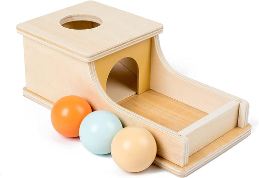 HENGYAN Edition Montessori Toys for Babies 6-12 Months Object Permanence Box Wooden Ball Drop Toy Play for 6 Month 1 2 3 Year Old Toddlers Infant Early Age Toy