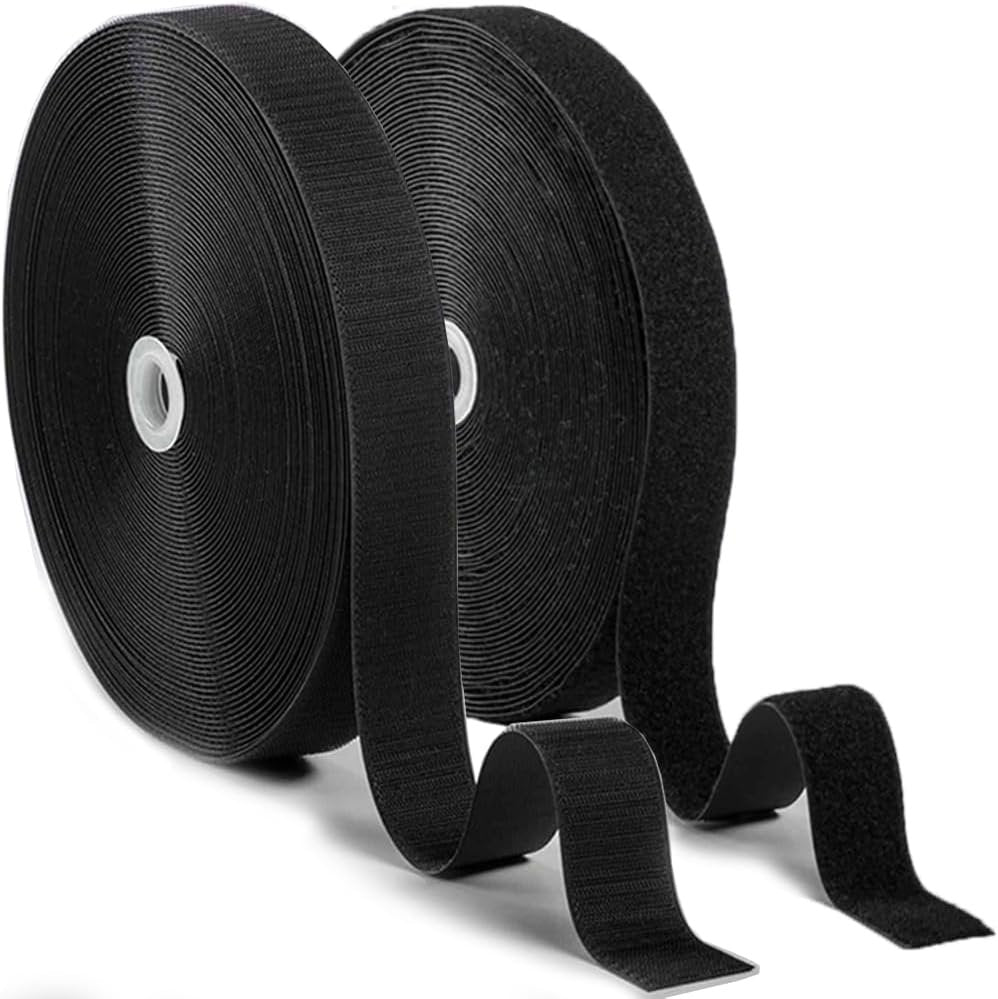 SOURRI 1 In x 82 Feet Hook and Loop Tape Sticky Back Fastener Roll, Nylon Self Adhesive Heavy Duty Strips Fastener for Home Office School Car and Crafting Organization