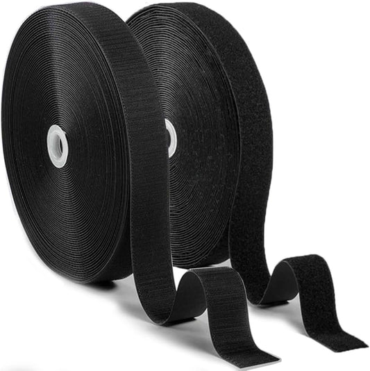 SOURRI 1 In x 82 Feet Hook and Loop Tape Sticky Back Fastener Roll, Nylon Self Adhesive Heavy Duty Strips Fastener for Home Office School Car and Crafting Organization