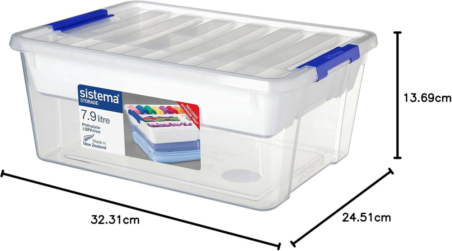 Sistema Home Storage Collection All-Purpose Plastic Storage Container with Organizing Tray and Lid, 8.35 Quart