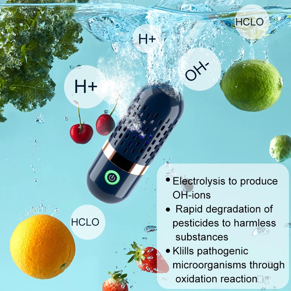 Fruit and Vegetable Cleaner Machine, Portable 4400mAh Fruit and Vegetable Capsule Shape, USB Rechargeable Fruit Cleaner Machine for Cleaning Fruits Vegetables Rice Meat