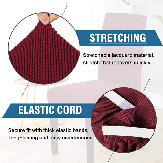 Smarcute Dining Chair Covers Stretch Removable Washable Chair Covers Chair Protector Home Decor Spandex Jacquard Dining Chair Protector Cover for Dining Room Set of 4, Burgundy