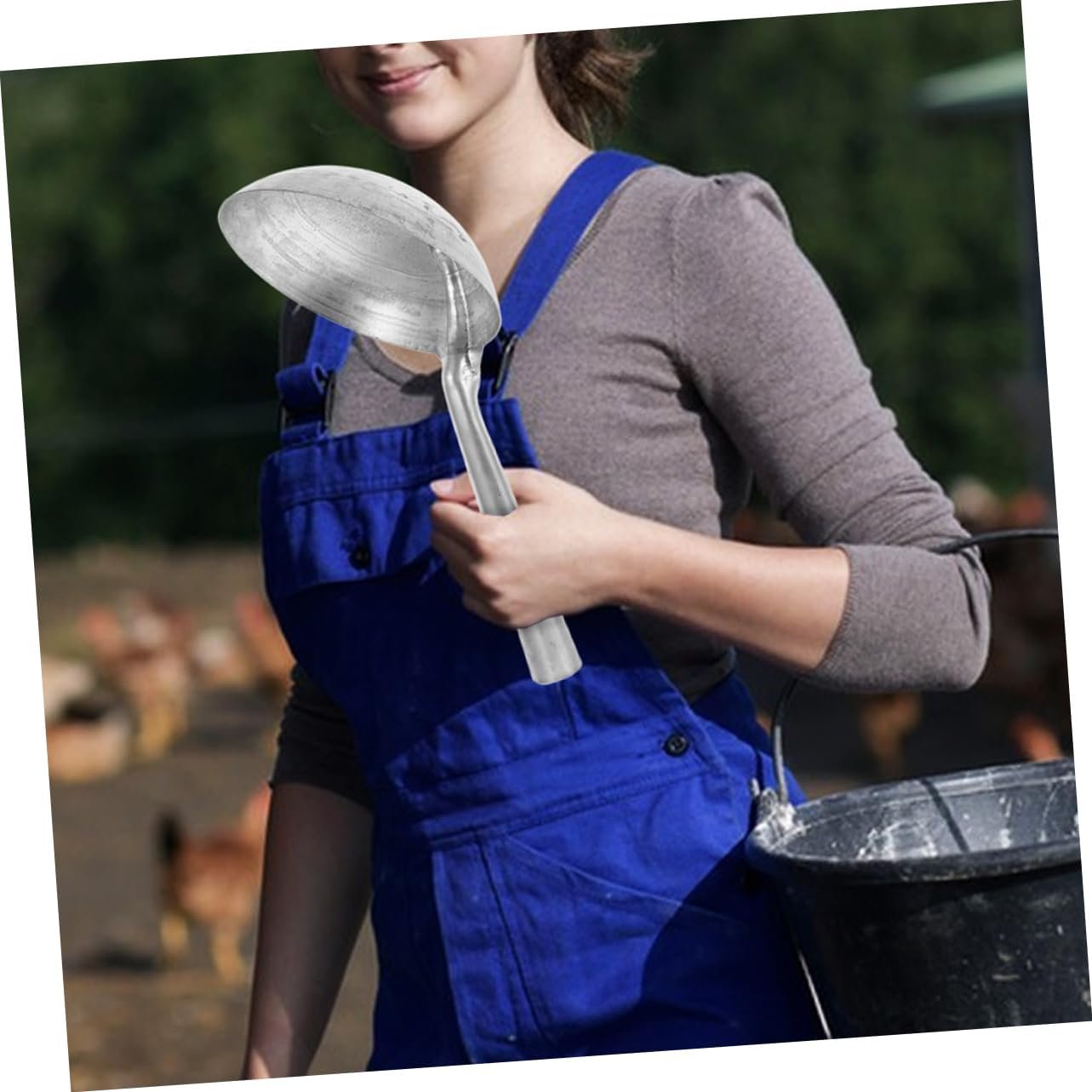 Totority Iron Ladle Spoon for Feeding and Watering Heavy Duty Horse Feed Scoop for Livestock Durable Iron