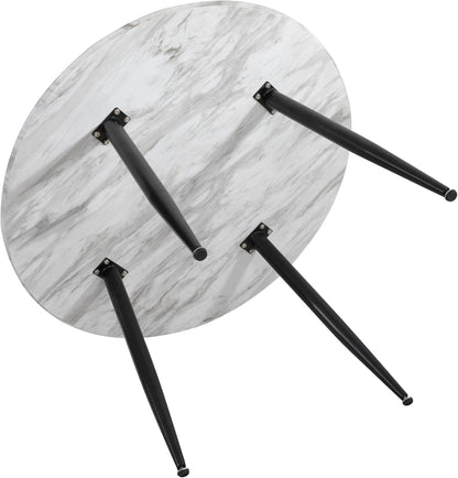 Round Dining Table MDF Marbling White,Marble-Effect Surface Tabletop,Sturdy Table Legs with Non Slip Foot Design for Dining Room