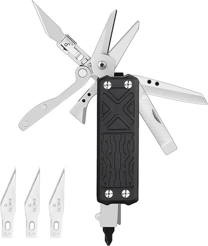 NexTool Pocket Tool E1, Pocket Knife Multi-Tool with Replaceable Folding Utility Knife, Dual Head Screwdriver and Scissors, Mini Multitool for EDC Carry, Engraving, Cutting and Repair, Small Multitool