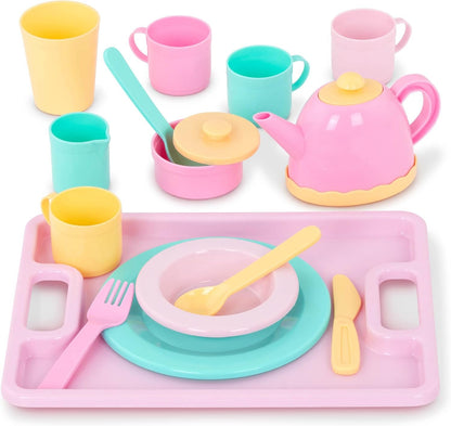 Battat- Play Circle- Dish Set – Plates, Cups, and Tea Party Toys – Play Kitchen for Toddlers- Pretend Play – 3 Years + (34 Pcs)