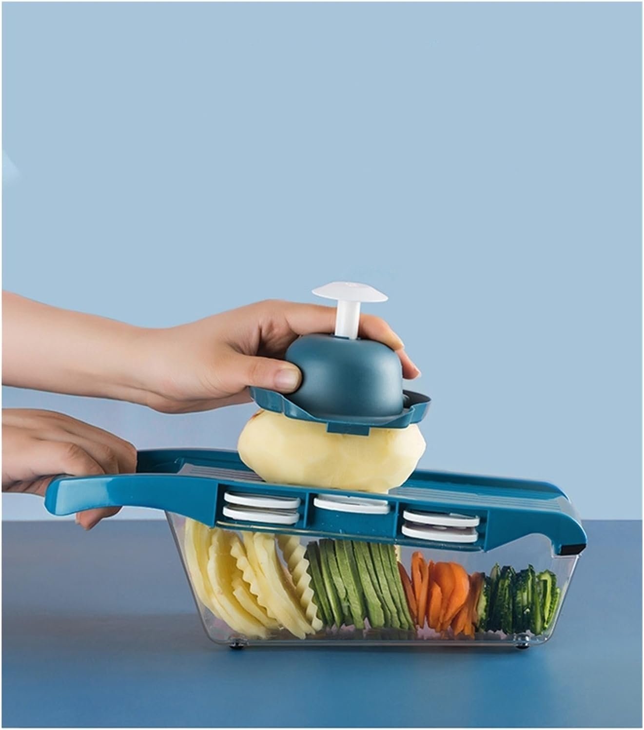 Affettatrice multifunzione per frutta grattugia 6 lame affettatrice set di utensili da cucina affettatrice per verdure gadget da cucina (rosso)