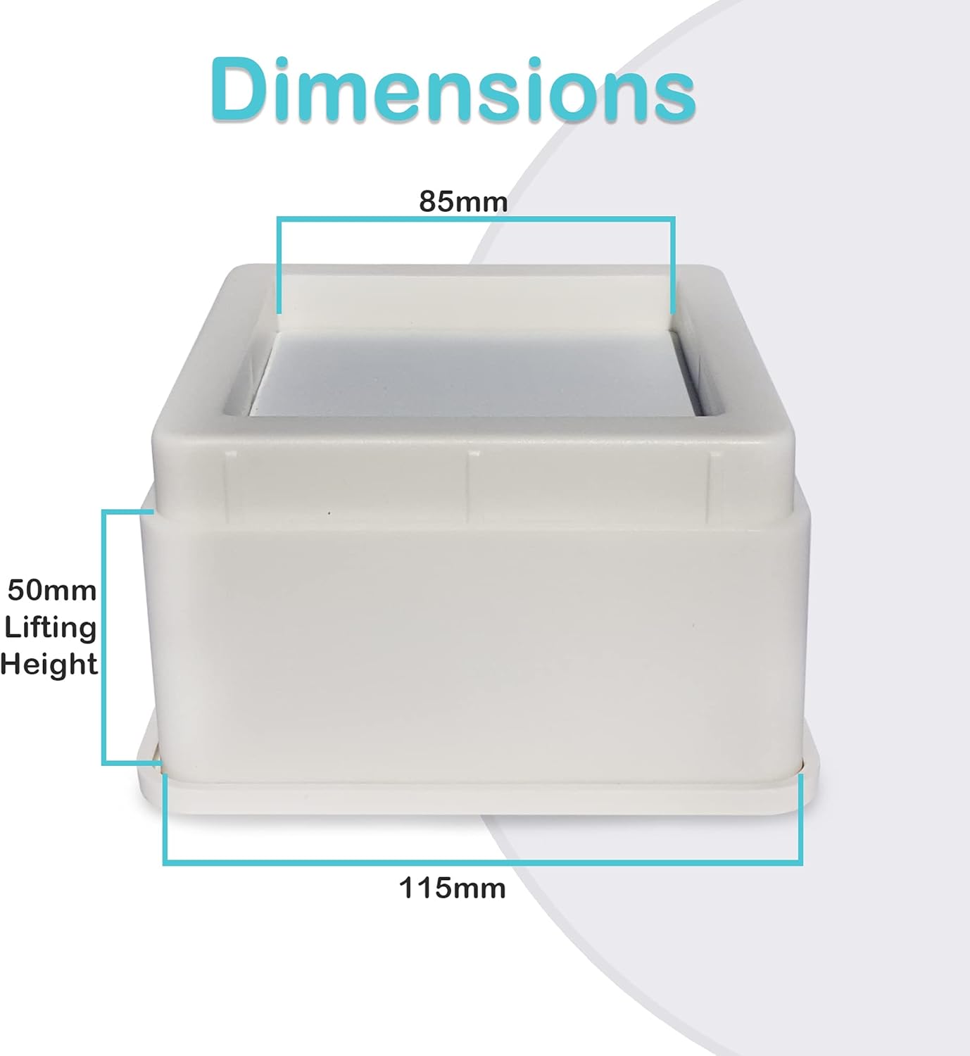 Regal Risers - Bed Risers, Set of 4, Stackable 5cm (2") high - Stylish, Modern Furniture Risers with Non-Scratch, Non-Slip Base - Extra Sturdy for Couch, Chair, Table and Beds (White)