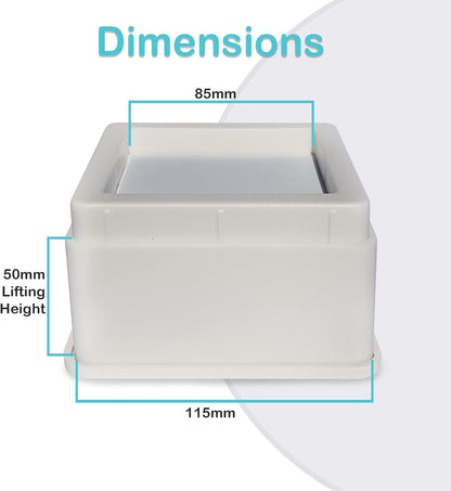 Regal Risers - Bed Risers, Set of 4, Stackable 5cm (2") high - Stylish, Modern Furniture Risers with Non-Scratch, Non-Slip Base - Extra Sturdy for Couch, Chair, Table and Beds (White)
