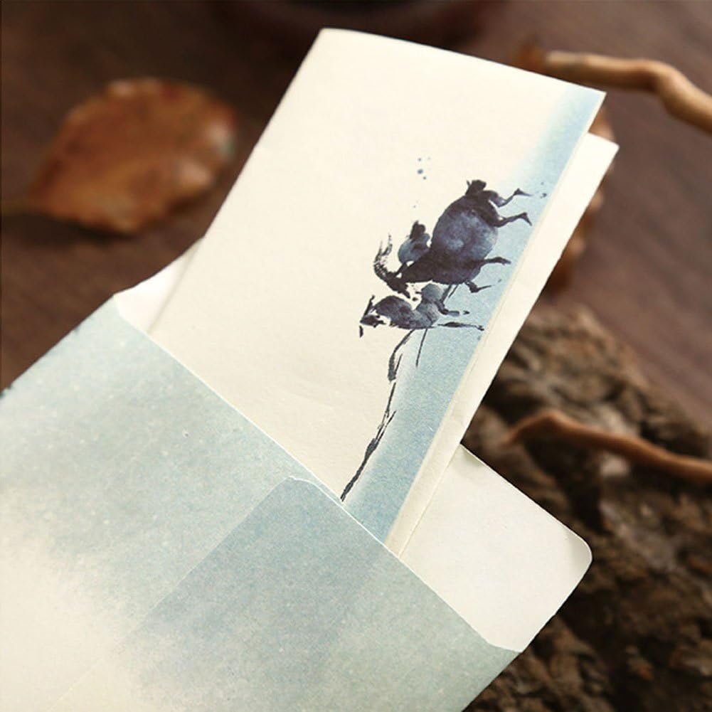 Winrase Set of 32 Chinese Ink Painting Classical Style Design Writing Stationery Paper with 16 Envelopes8 Styles