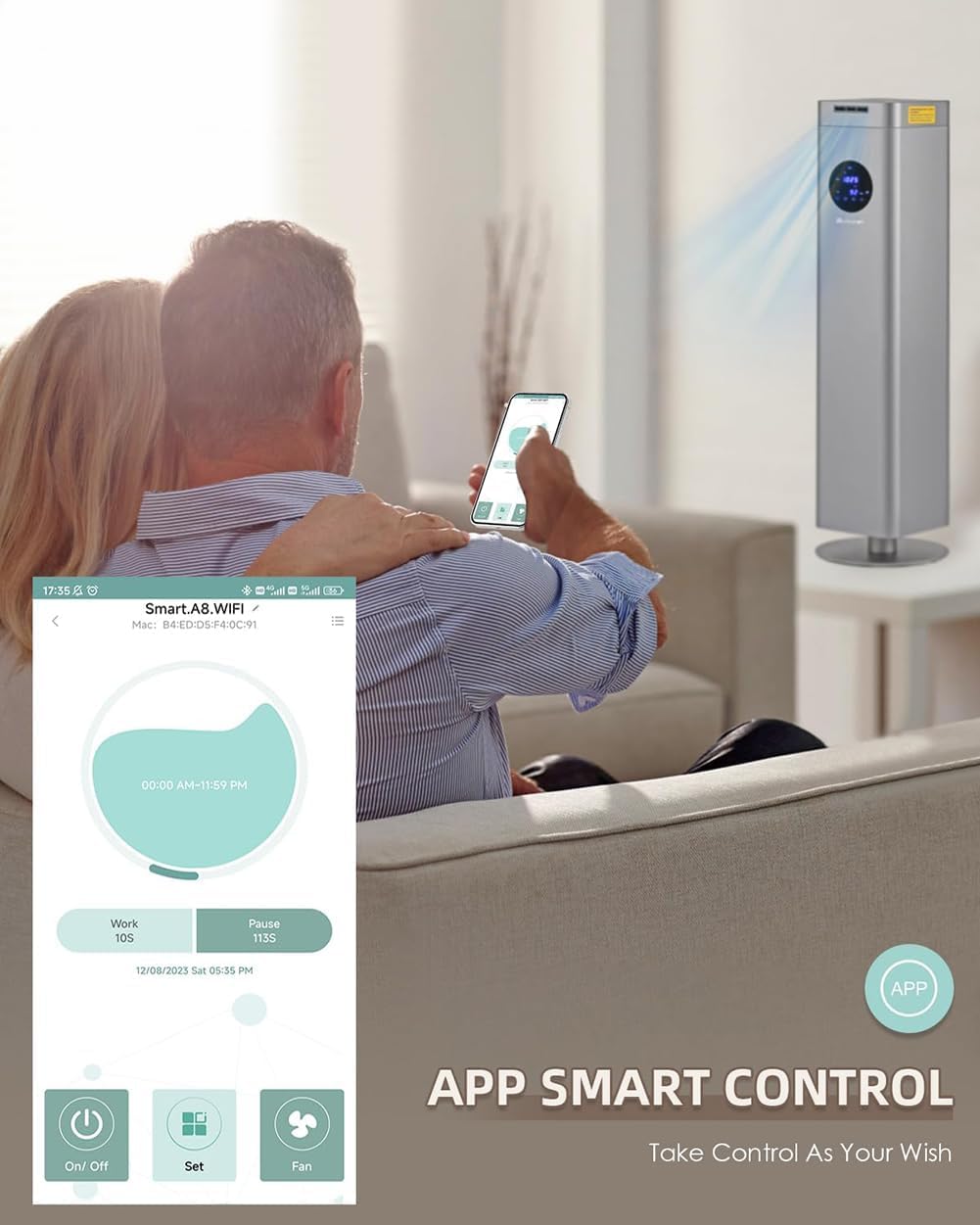 Scent Air Machine for Home, 1500ml Standing Floor Waterless Diffuser with Smart Control, 2000-3000sq.ft Coverage Cold Air Nebulizing Diffusion System for Living Room, Office