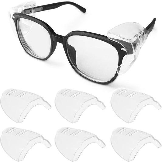 Safety Glasses Side Shields, 3 Pairs Eye Protection Flexible Anti Slip on Clear Side Shield, Side Shields for Glasses Fits Small to Medium Eyeglasses