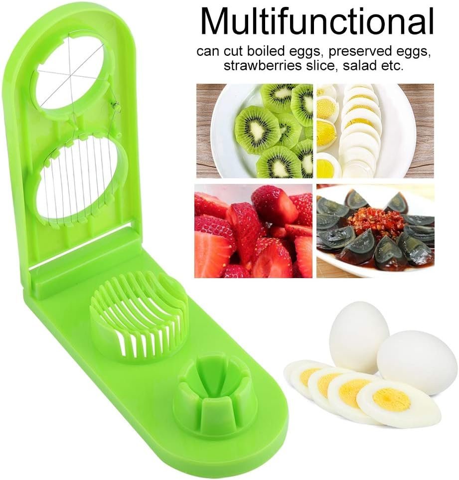 Affettatrice per uova A doppia funzione Taglierina per verdure Gadget da cucina per utensili da cucina domestici Affettatrice per fragole Affettatrice per uova sode (Grün)