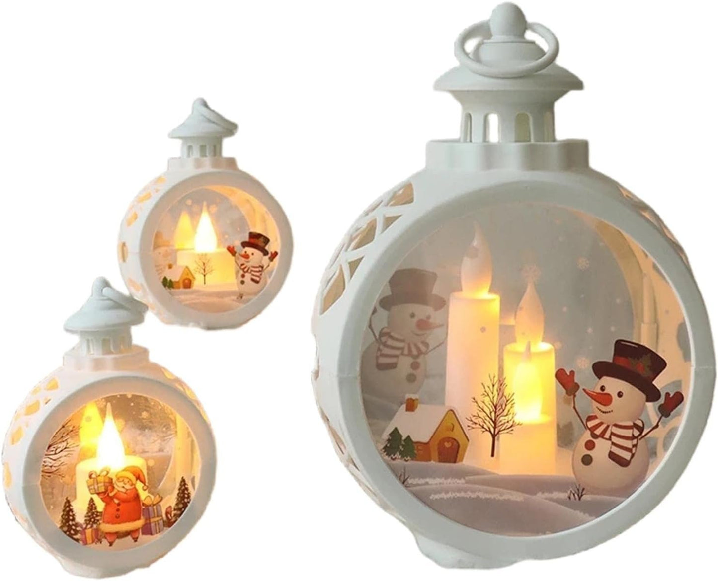 TOBILE Christmas Decorations Merry Christmas Home Decor Santa Claus Snowman Lantern Light Christmas Tree Ornament Christmas Gifts-Snowman White