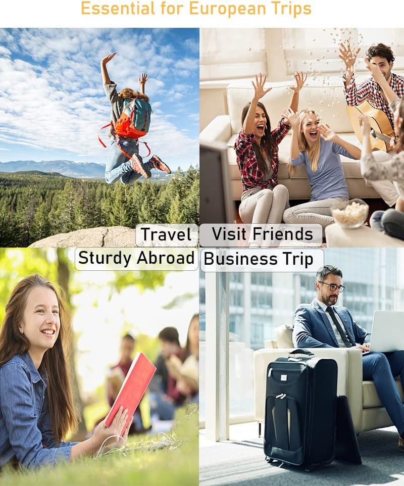 European Plug Adapter, 6 Pack US/CA to EU Travel Adapter Universal Power Jack Wall Europe Outlet Plug Travel from USA/Canada to Europe/Asia Socket