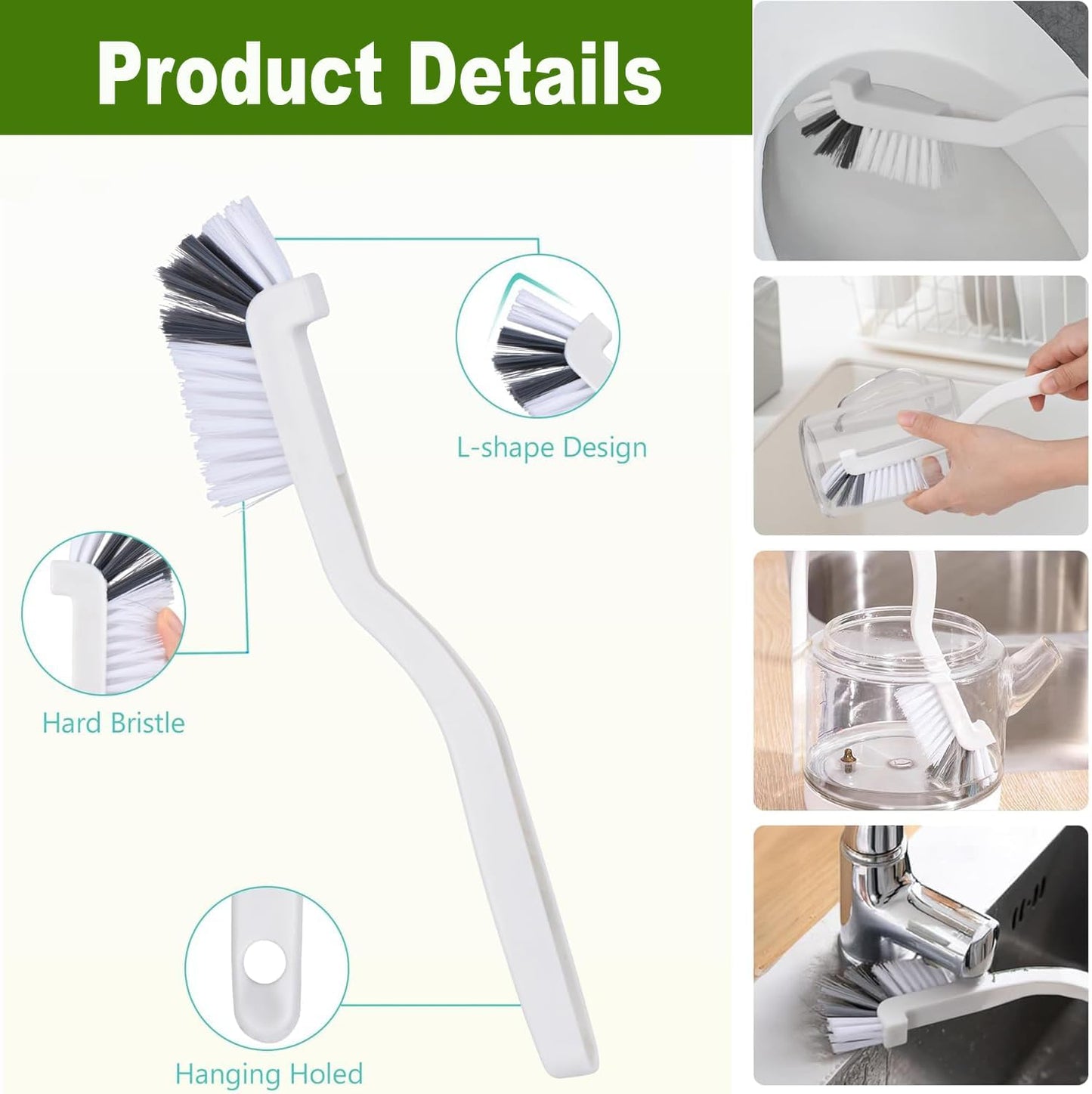 BEANPRECOY 8PcsCrevice Cleaning Brushes Hard Bristle Scrub Brush Set for Toilet Bathroom & Kitchen Grout Brush with Durable Handle for Groove Corner and Tile Cleaning Home Essentials Cleaning Supplies