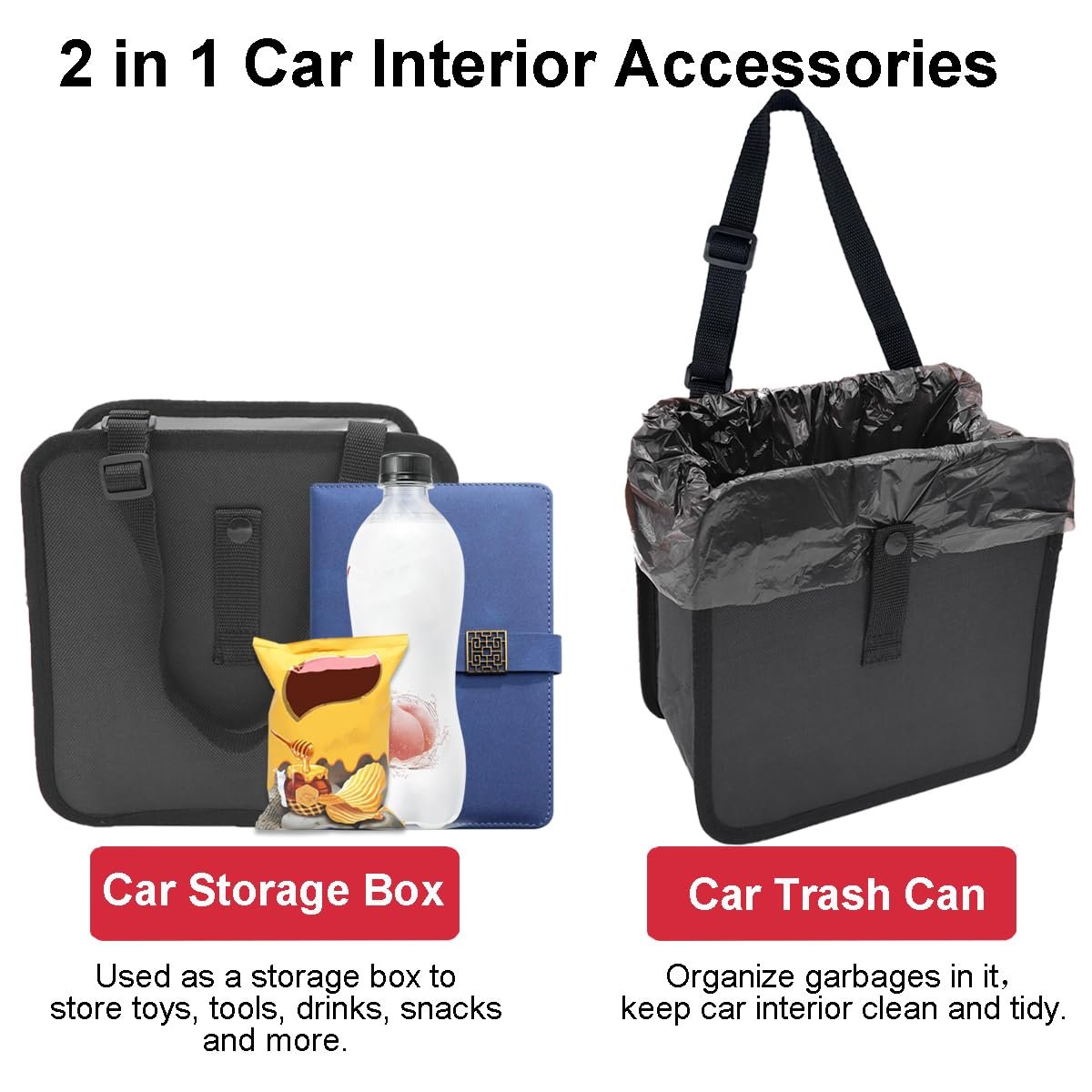 Foldable Car Trash Can HADEEONG Hanging Automotive Garbage Can Car Storage Can Car Trash Bag Waterproof Leakproof Trash Can Storage Bag Organizer for Car Interior Accessories