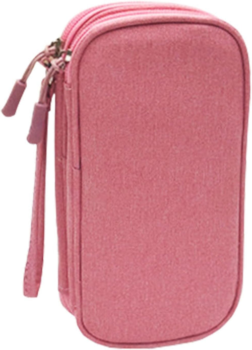 Travel Electronic Organizer Bag, 3 Compartments Portable Electronic Phone Accessories Storage Multifunctional Case for Cable, Cord, Charger, Hard Drive, Earphone(Pink)