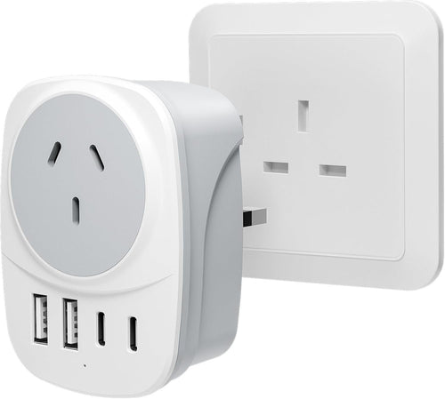 Sehstar AU to UK Travel Adapter, Autralia to England Travel Plug, England Ground Outlet,Type G