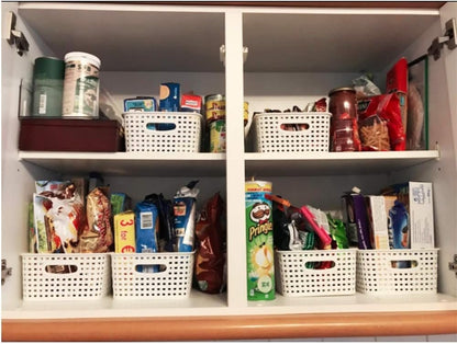 Sandmovie White Rectangle Plastic Storage Baskets, 6 Packs