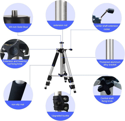 SKERELL Projector Stand, Universal Laptop Stand, Aluminum Alloy Tripod with Tray and Ball Head, Carrying Bag, Adjustable Height from 17 to 48 Inch (Silver)