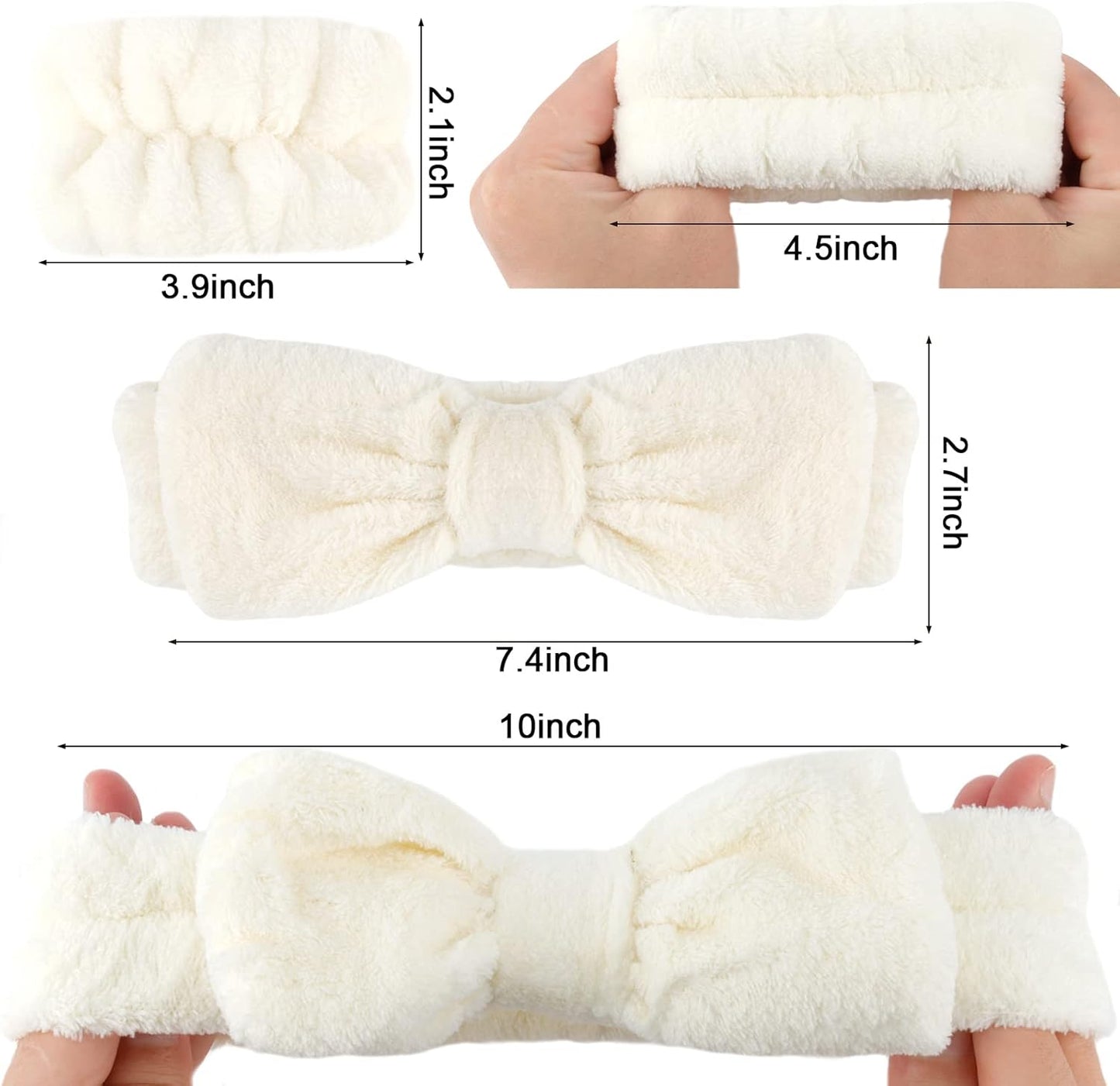 WHAVEL 6PCS Spa Headband and Wristbands Set, Face Wash Headband Wrist Bands for Washing Face Makeup Skincare Hair Band Skin Care Accessories Tools