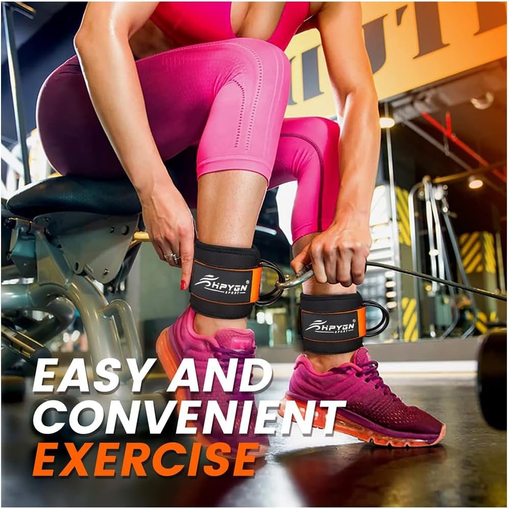 HPYGN Ankle Strap for Cable Machine Attachment, Gym Ankle Cuff for Leg Extensions, Lower Body Exercises, Booty Hip Abductors Exercise for Men Women, A Pair Adjustable Leg Straps with Neoprene Padding