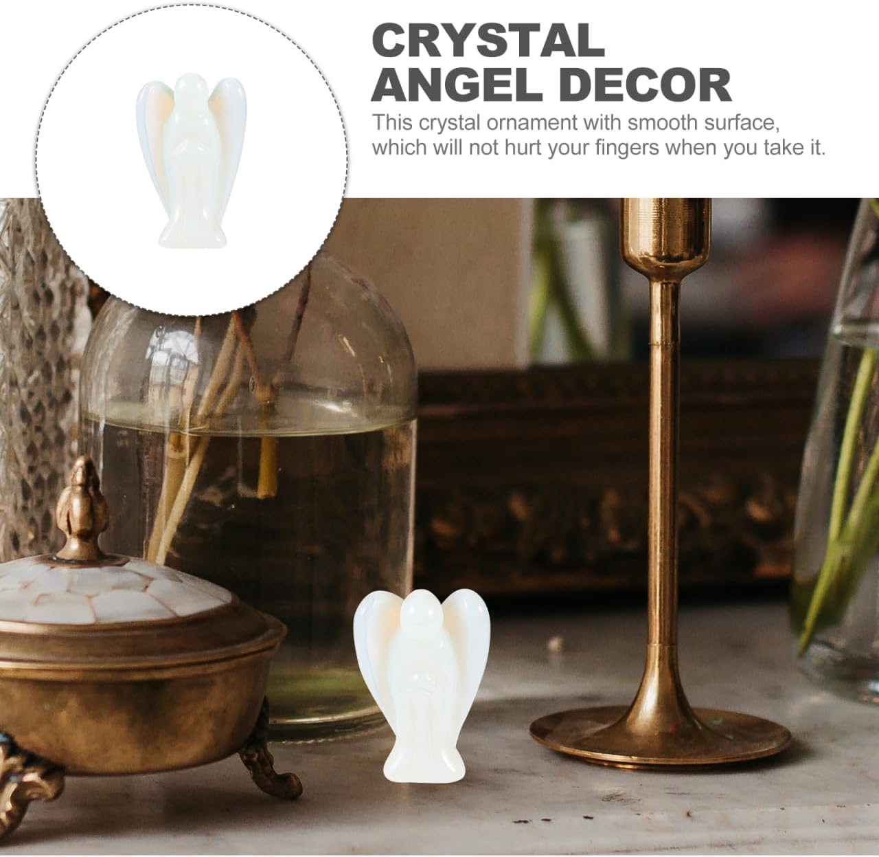 LALAFINA 4pcs Angel Crystal Statue Cute Guardian Angel Angel Figurines Healing Crystal Decor Gemstone Carved Pocket Decor for Easter Decor Home Witchcraft Supplies