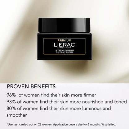 Lierac Premium Soyeuse Refill, Anti-Aging Face Cream, Smoothing Moisturizing with Hyaluronic Acid and Niacinamide, for Normal and Combination Skin, Size 50 ml