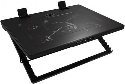 Mars Gaming MNBC2 Cooling Base for Gaming Laptops up to 17.35 inches (5 Ultra-Silent Fans, Red LED, 2 x USB 2.0), Black and Red