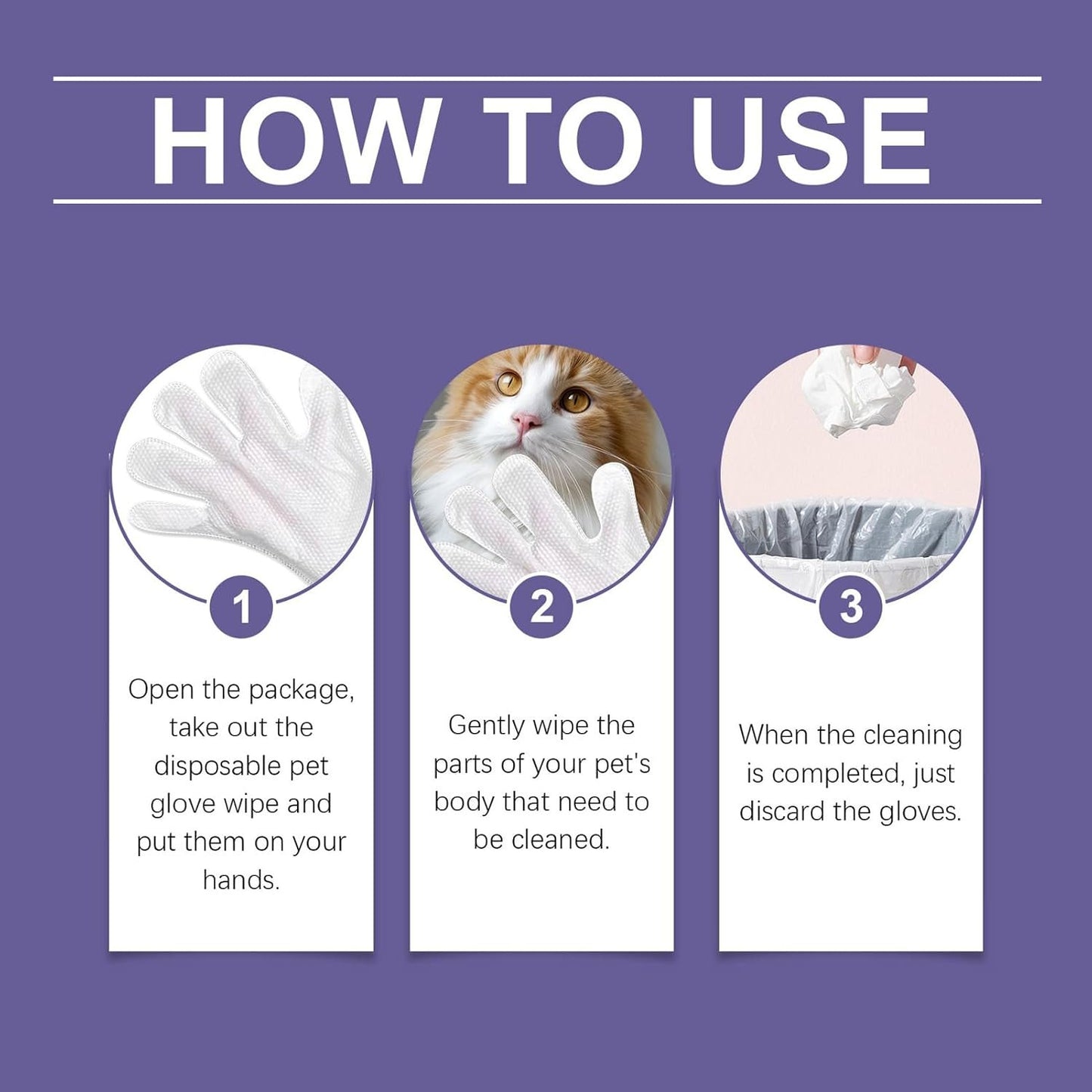 Dog Wipe Gloves | Dog Glove Wipes,Nourishing Waterless Portable Grooming Tool for Daily Routines Hygiene Home Cleanliness Bathing Puppies Kittens Removing Shedding Hair