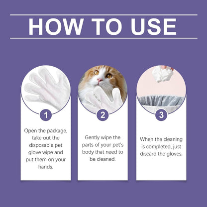 Dog Wipe Gloves | Dog Glove Wipes,Nourishing Waterless Portable Grooming Tool for Daily Routines Hygiene Home Cleanliness Bathing Puppies Kittens Removing Shedding Hair