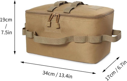 Folding Stove Canister Organizer, Camping Storage Bag, Outdoor Gear Bag, 13.39x6.69x7.48 Inches Portable Cookware, Travel Hiking Material 600d Encrypted Oxford Cloth