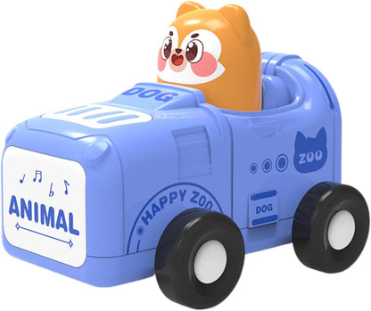 Inertia Animal Car Toys, Push And Go Vehicles, Cartoon Friction Car, Durable Construction, Educational Play Design For Babies Ages 1-3 Indoor Fun, ABS Material, 3.54x2.76x2.95in